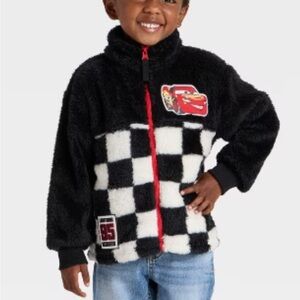 Disney Pixar Cars Lightning McQueen Kids Checkered Fleece Jacket 12 Month NWT